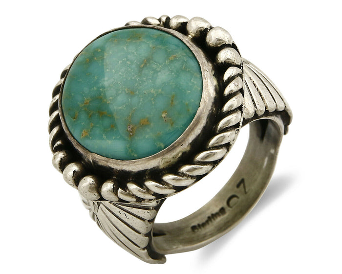 Navajo Ring 925 SOLID Silver Kingman Turquoise Signed Artist Doug Zachary C.80's