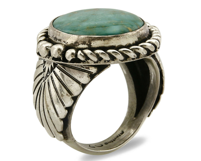 Navajo Ring 925 SOLID Silver Kingman Turquoise Signed Artist Doug Zachary C.80's