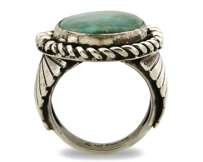 Navajo Ring 925 SOLID Silver Kingman Turquoise Signed Artist Doug Zachary C.80's