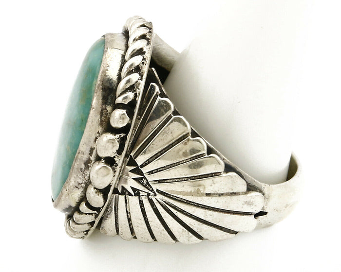 Navajo Ring 925 SOLID Silver Kingman Turquoise Signed Artist Doug Zachary C.80's