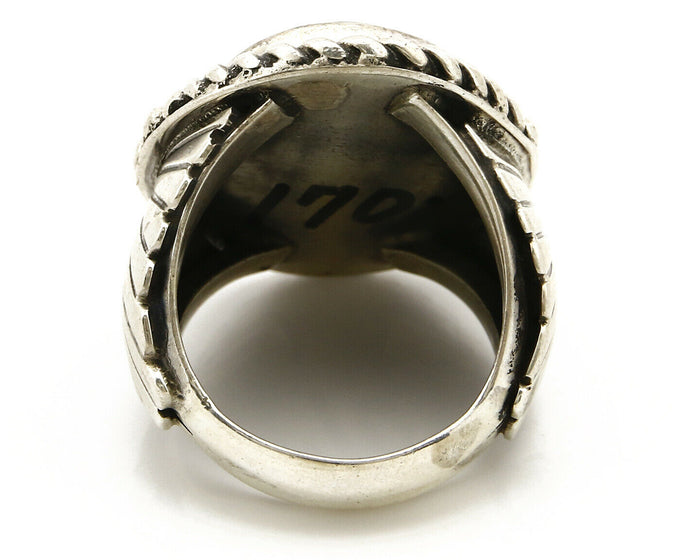 Navajo Ring 925 SOLID Silver Kingman Turquoise Signed Artist Doug Zachary C.80's