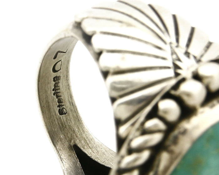 Navajo Ring 925 SOLID Silver Kingman Turquoise Signed Artist Doug Zachary C.80's