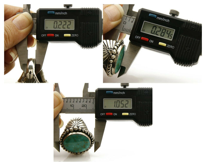 Navajo Ring 925 SOLID Silver Kingman Turquoise Signed Artist Doug Zachary C.80's