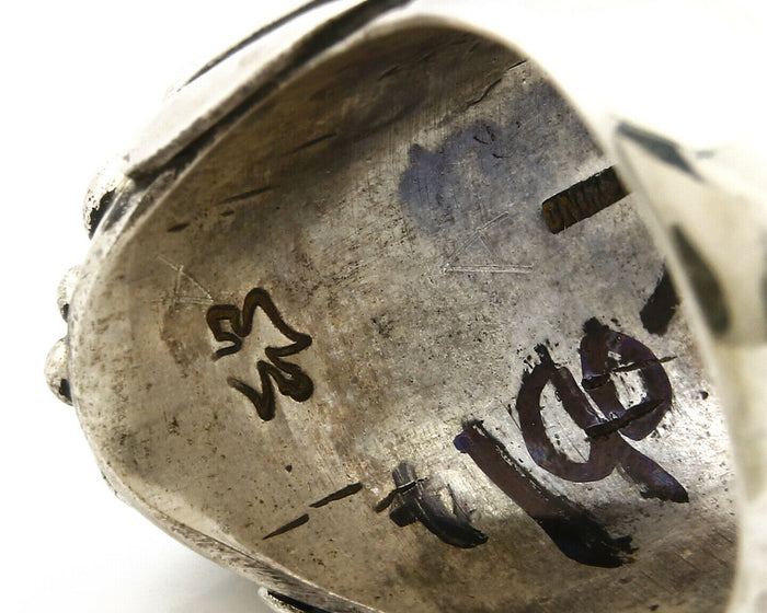 Navajo Ring .925 SOLID Silver Kingman Turquoise Signed Artist Montoya C.80's