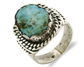 Navajo Ring .925 SOLID Silver Kingman Turquoise Signed Artist Ti Circa 1980's