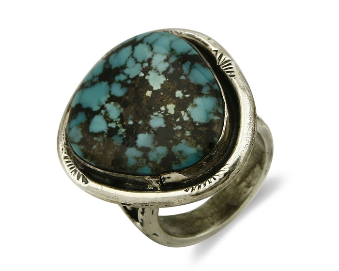 Navajo Ring .925 SOLID Silver Kingman Turquoise Signed Ralph Pemberton C.1975