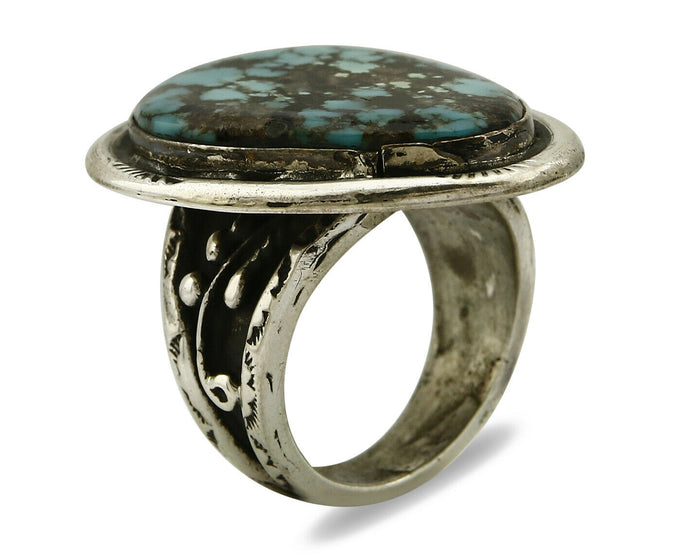 Navajo Ring .925 SOLID Silver Kingman Turquoise Signed Ralph Pemberton C.1975