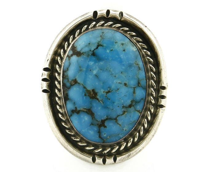 Navajo Ring .925 SOLID Silver Kingman Turquoise Signed Ralph Pemberton C.1975