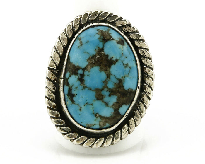 Navajo Ring .925 SOLID Silver Kingman Turquoise Signed Ralph Pemberton C.1975