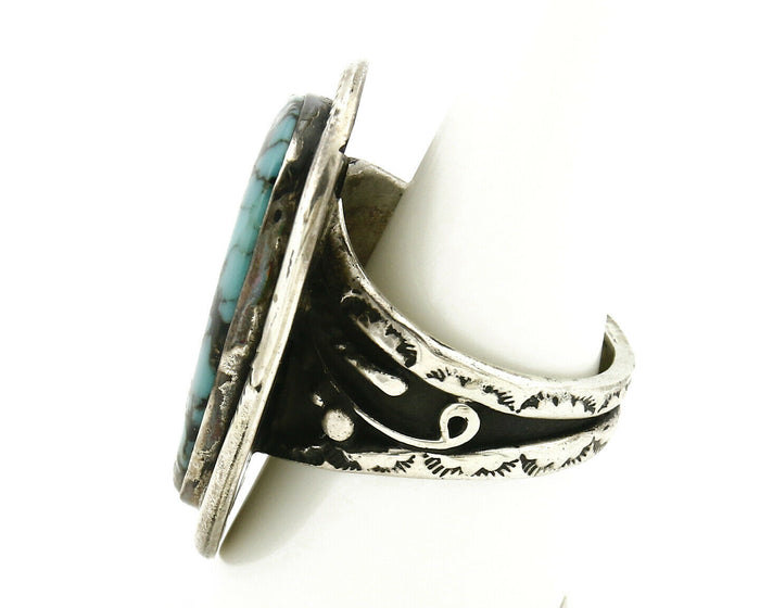 Navajo Ring .925 SOLID Silver Kingman Turquoise Signed Ralph Pemberton C.1975