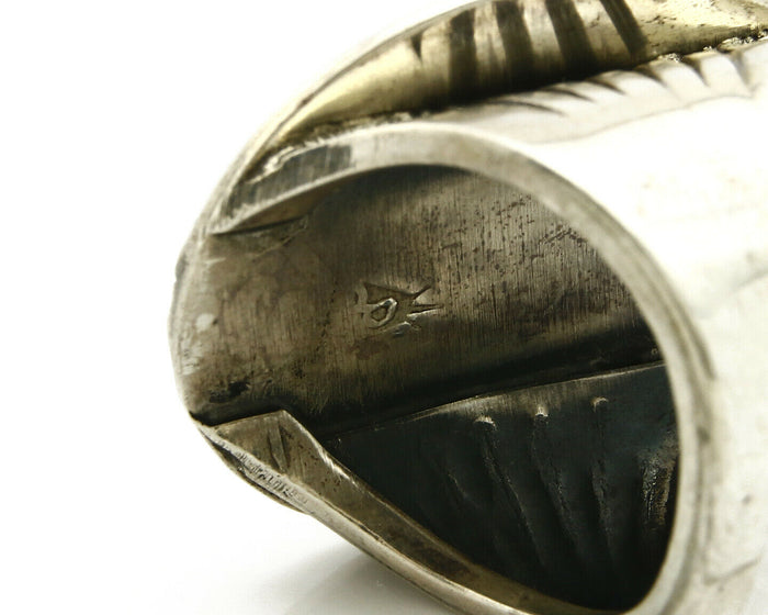 Navajo Ring .925 SOLID Silver Kingman Turquoise Signed Ralph Pemberton C.1975