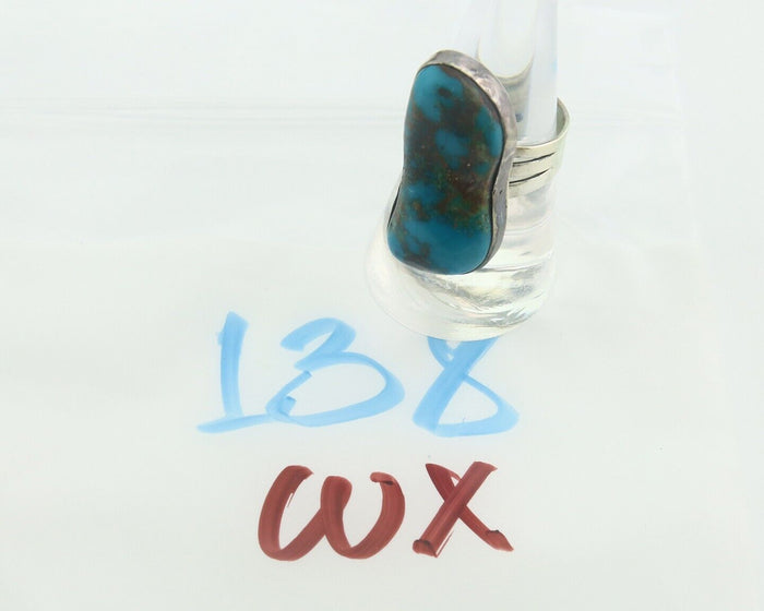 Navajo Ring 925 Sterling Blue Nevada Turquoise Native Artist C.80's