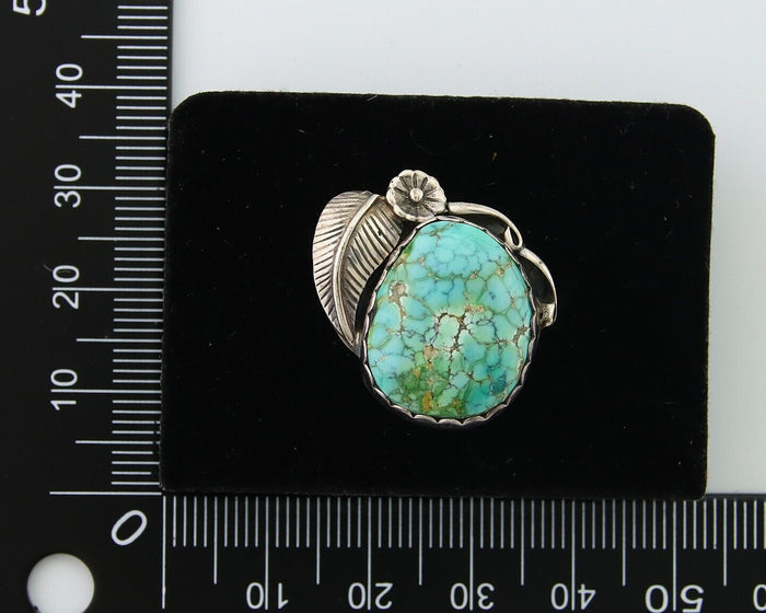 Navajo Ring 925 Sterling Blue Spiderweb Turquoise Native American Artist C.80's