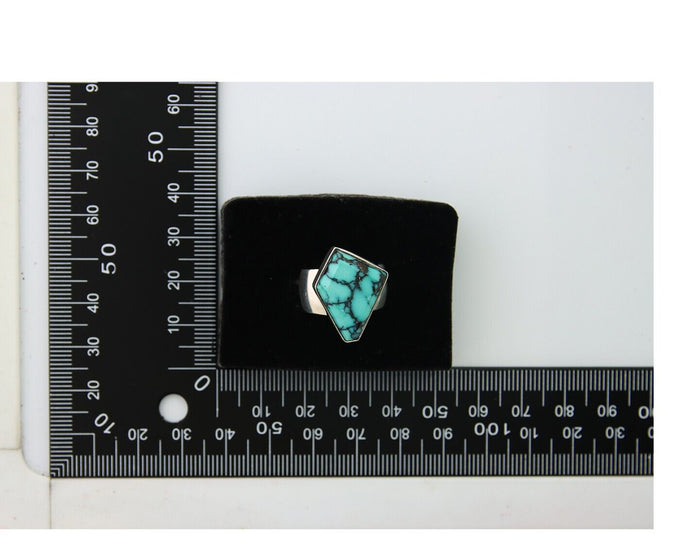 Navajo Ring .925 Sterling Blue Turquoise Artist Signed Doug Zachary C.80's