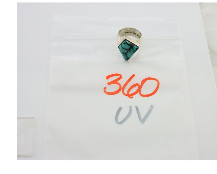 Navajo Ring .925 Sterling Blue Turquoise Artist Signed Doug Zachary C.80's