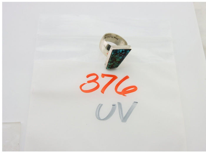 Navajo Ring .925 Sterling Blue Turquoise Artist Signed Doug Zachary C.80's