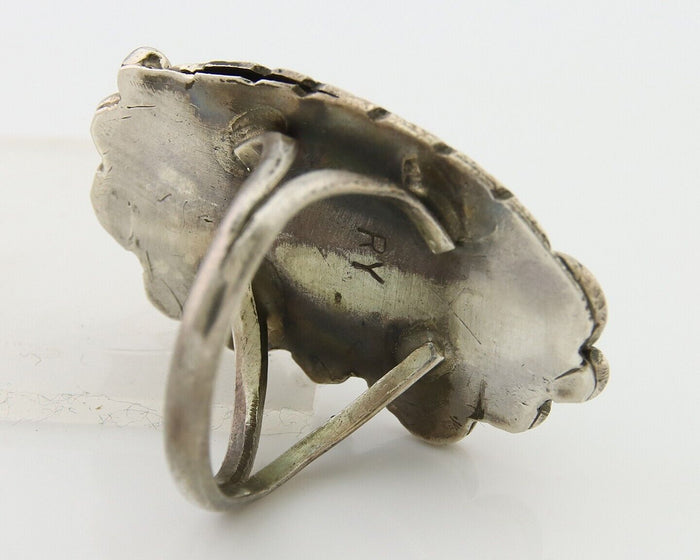 Navajo Ring .925 Sterling Blue Turquoise Artist Signed R Yazzie C.80's