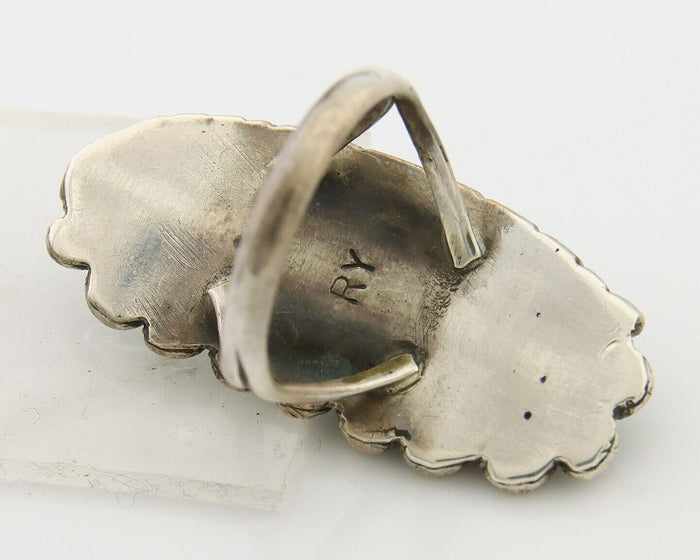 Navajo Ring .925 Sterling Blue Turquoise Artist Signed R Yazzie C.80's
