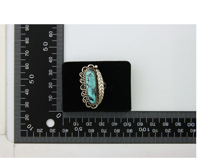 Navajo Ring .925 Sterling Blue Turquoise Artist Signed R Yazzie C.80's