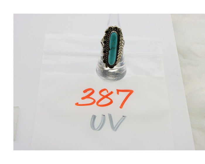 Navajo Ring .925 Sterling Blue Turquoise Artist Signed R Yazzie C.80's