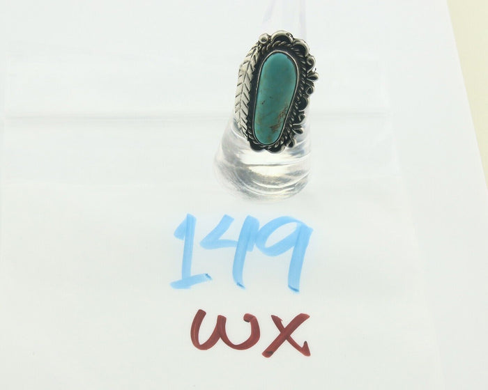 Navajo Ring 925 Sterling Blue Turquoise Artist Signed Richard Yazza C.80's