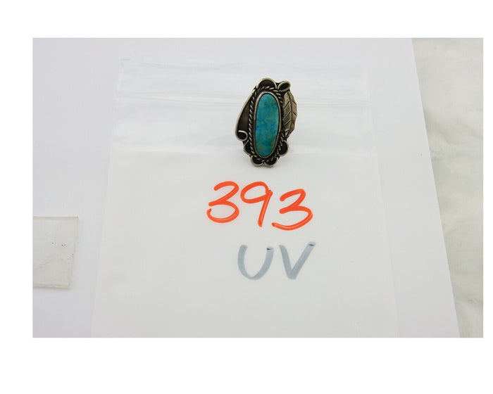 Navajo Ring 925 Sterling Blue Turquoise Native American Artist C.80's