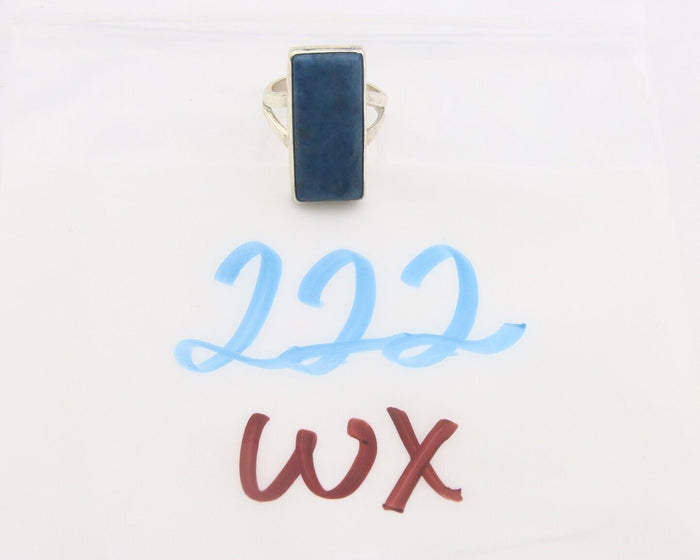 Navajo Ring 925 Sterling Lapis Handmade Native Artist C.80's Size 5.75