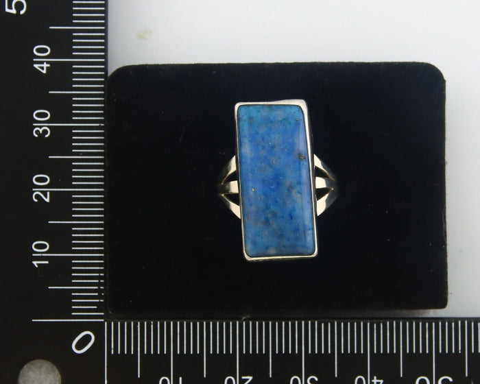 Navajo Ring 925 Sterling Lapis Handmade Native Artist C.80's Size 6.0