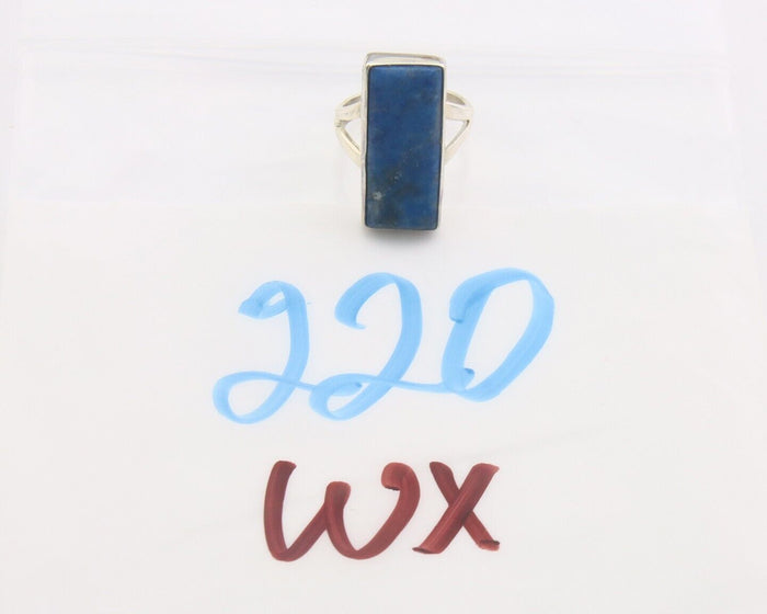 Navajo Ring 925 Sterling Lapis Handmade Native Artist C.80's Size 6.0