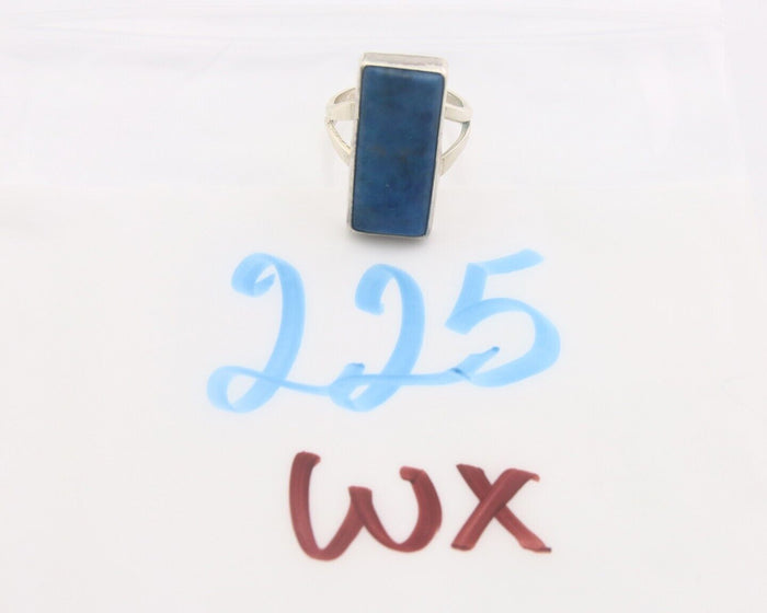 Navajo Ring 925 Sterling Lapis Handmade Native Artist C.80's Size 6.25