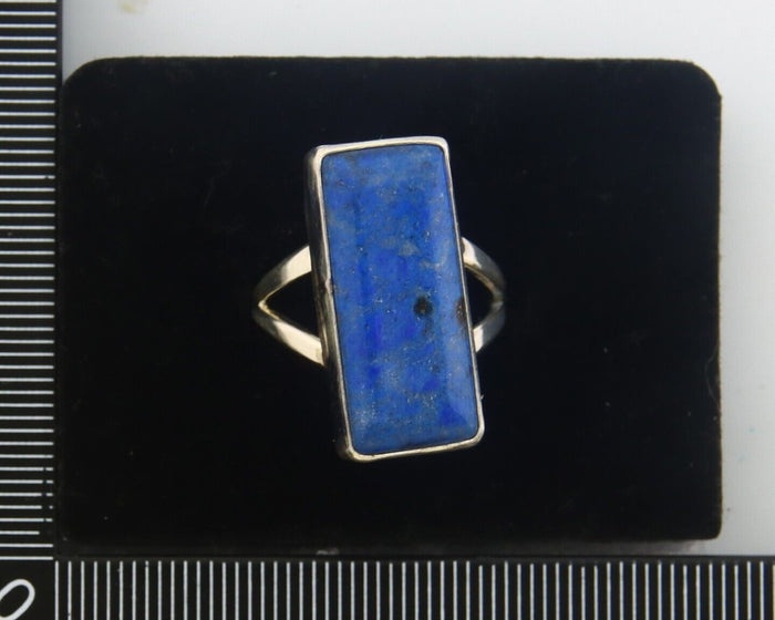 Navajo Ring 925 Sterling Lapis Handmade Native Artist C.80's Size 7.0
