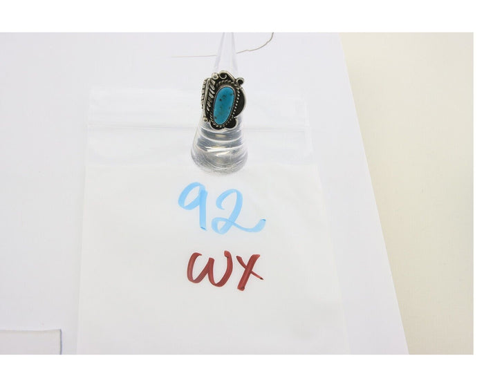 Navajo Ring 925 Sterling Natural Blue Turquoise Native Artist C.80's Size 4.5
