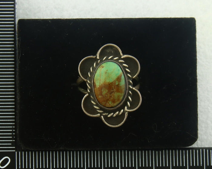 Navajo Ring 925 Sterling Natural Blue Turquoise Native Artist C.80's Size 5.75