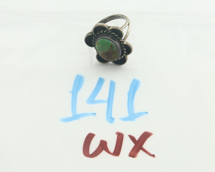 Navajo Ring 925 Sterling Natural Blue Turquoise Native Artist C.80's Size 5.75
