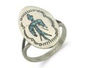 Navajo Ring 925 Sterling Natural Chip Inlay Blue Turquoise C.80's Size 7.75