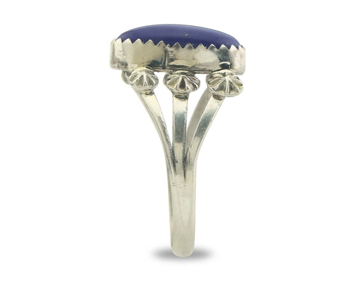 Navajo Ring 925 Sterling Natural Lapis Handmade Native Artist C.80's