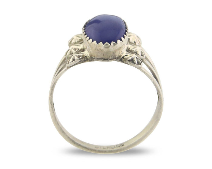 Navajo Ring 925 Sterling Natural Lapis Handmade Native Artist C.80's