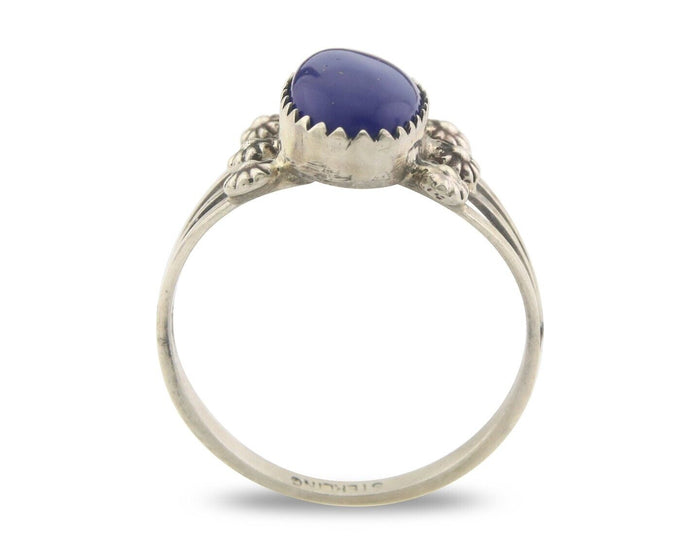 Navajo Ring 925 Sterling Natural Lapis Handmade Native Artist C.80's