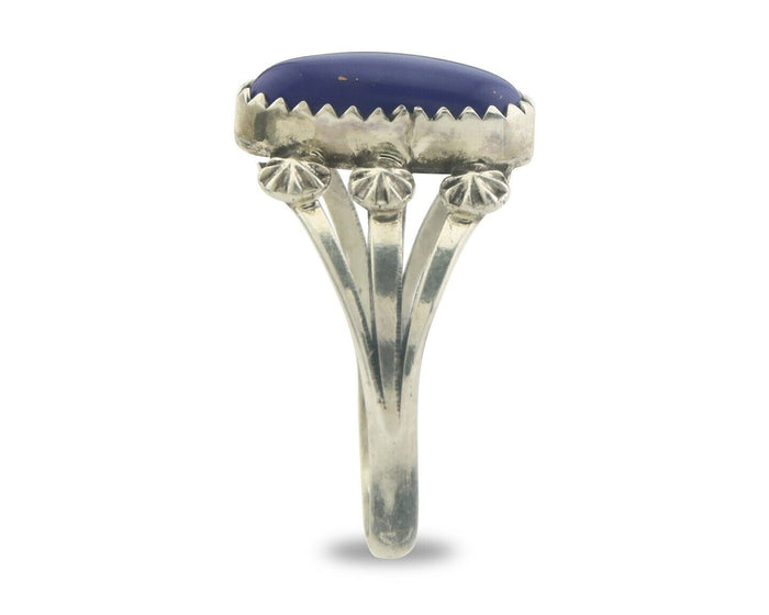 Navajo Ring 925 Sterling Natural Lapis Handmade Native Artist C.80's