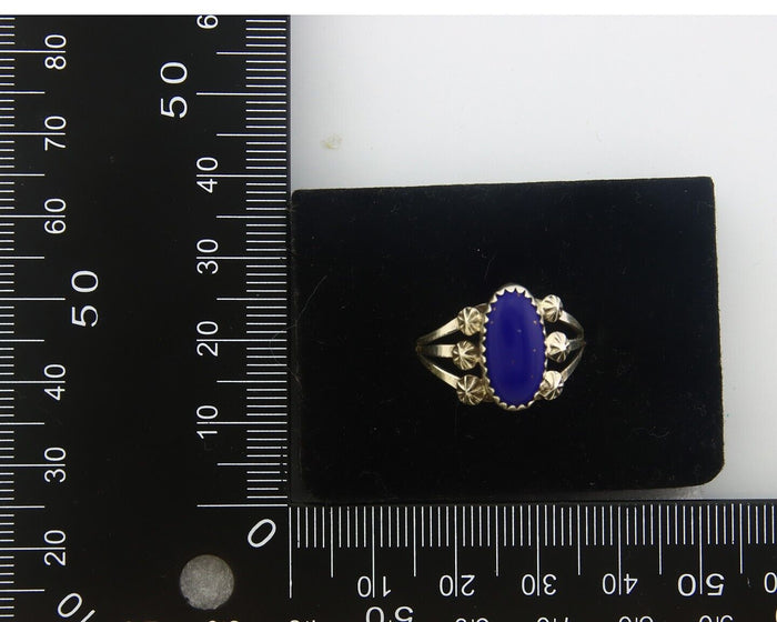 Navajo Ring 925 Sterling Natural Lapis Handmade Native Artist C.80's