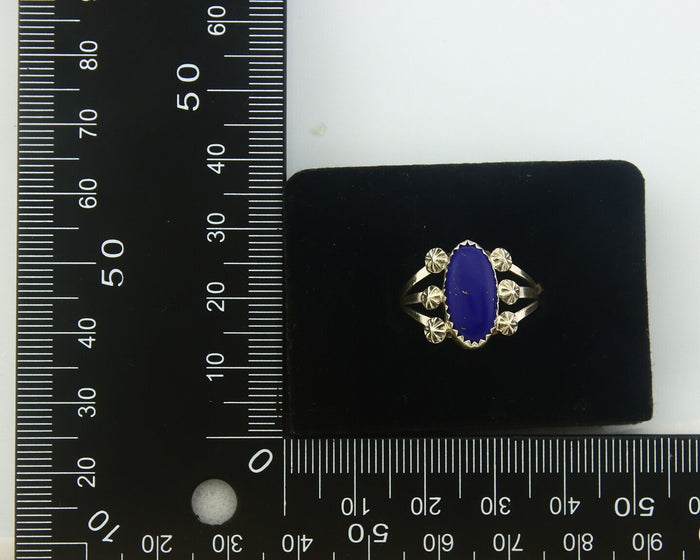 Navajo Ring 925 Sterling Natural Lapis Handmade Native Artist C.80's