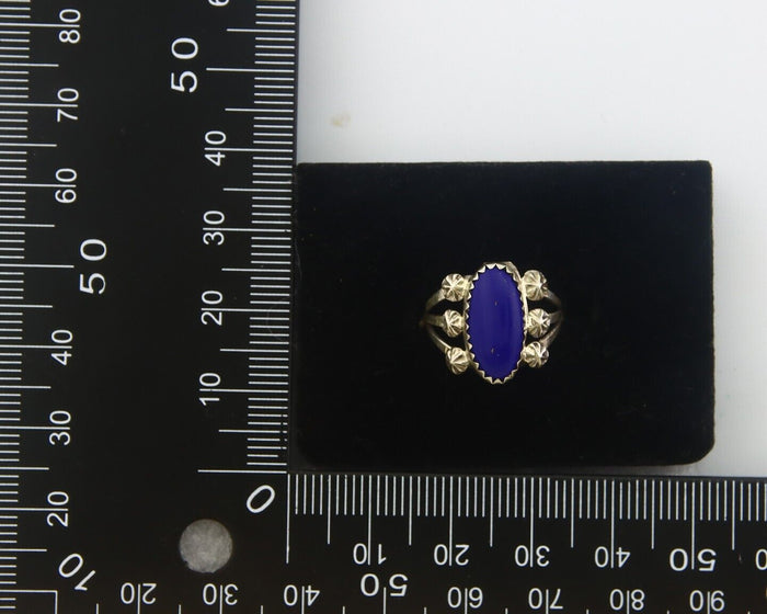 Navajo Ring 925 Sterling Natural Lapis Handmade Native Artist C.80's