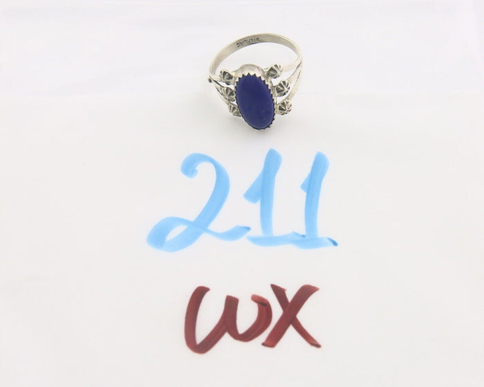 Navajo Ring 925 Sterling Natural Lapis Handmade Native Artist C.80's
