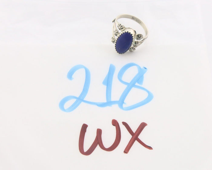 Navajo Ring 925 Sterling Natural Lapis Handmade Native Artist C.80's