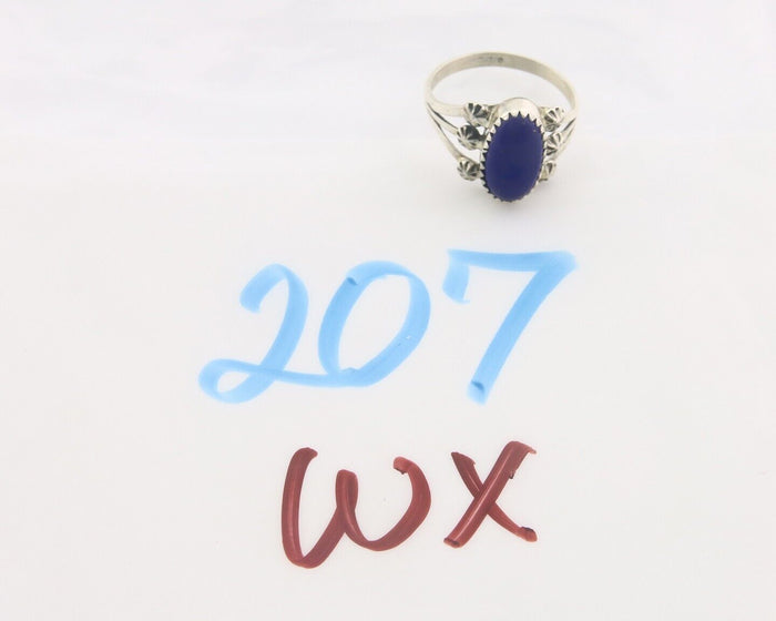 Navajo Ring 925 Sterling Natural Lapis Handmade Native Artist C.80's
