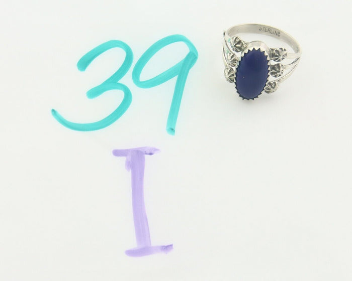 Navajo Ring 925 Sterling Natural Lapis Handmade Native Artist C.80's
