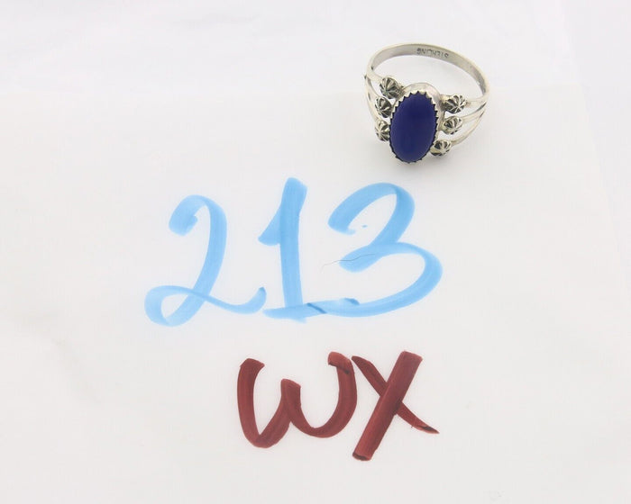 Navajo Ring 925 Sterling Natural Lapis Handmade Native Artist C.80's