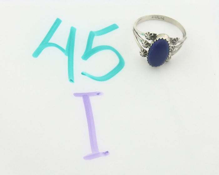 Navajo Ring 925 Sterling Natural Lapis Handmade Native Artist C.80's