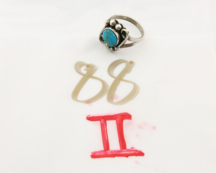 Navajo Ring 925 Sterling Natural Mined Arizona Turquoise C.80's Size 5.5