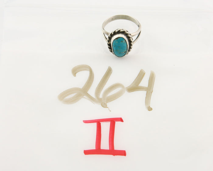 Navajo Ring 925 Sterling Natural Mined Arizona Turquoise C.80's Size 6.0
